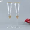 Wine Glasses Creative Leadless Weding Crystal Cocktail Cup Champagne Glass Red Gold Rim Enamel Color Goblet Gift