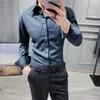 Männer Casual Hemden Männer Langarm Einfarbig Frühling Hohe Qualität Business Revers Slim Weiß Schwarz Kleid Kleidung