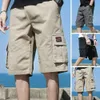 Herren-Shorts, Herren-Shorts, Sommer-Cargo-Shorts für Herren, Camouflage-Knopf, lockere lässige LTI-Taschen-Shorts, Straßenkleidung, Hip-Hop, militärische taktische ShortsC240402