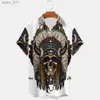 Chemises décontractées masculines 2023 New Mens Shirts à manches à manches courtes 3D HD Impression numérique Hawaiian Indian Series Shirts 240402