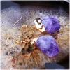 Charm Boheme Pierre Naturelle Amethyste Boucles Doreilles Pendantes en أو Drop Delivery Otlme