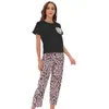 Thuis Kleding Vrouwelijke Pyjama Pak O-hals Comfy Loungewear Print Nachtkleding Vrouwen Pyjama Set Korte Mouw Shirtpants Katoen 2 Stuks