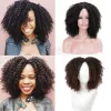 Wigs MSIWIGS Women's Short Afro Kinky Curly Wigs Ombre Brown Synthetic Middle Part Nature Hair Black Daily Party Headgear with Clips