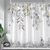 Duschvorhänge, grüne Blätter, Aquarell, Pflanzen, Blattgold, moderner Frühling, minimalistischer Stoff, Heim-Badezimmer-Dekor, Badvorhang-Sets