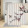 Shower Curtains Chinese Style Curtain Red Ink Flower Plum Pink Cherry Blossom Floral Bird Pattern Bathroom Decor Polyester Sets
