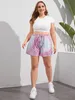 Plus Size Summer Loose Casual Short Drawstring Waist Wide Leg Tie Dye Athletic Shorts Plain Lounge Big 5XL 240322