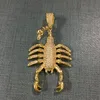 18k ouro cobre incrustado zircão escorpião pingente torção corrente colar para homens bling hip hop jóias
