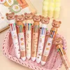 Kolory kawaii niedźwiedź kreskówkowy silikonowy masywny ballpoint pióro szkolne biuro podmiotowe papiery papierowe papelaria escolar koreańskie