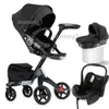 Carrinhos # DSLAND Baby Stroller 3 em 1 Luxo High Land Scape Sentado Pram Buggy Bassinet para Carruagem Nascida Car Walkers1