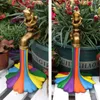 Trädgårdsdekorationer Rainbow Color Water Faucet Ornament Simulerade små djur grodformade trädgårdsskulpturharts Heminredning