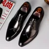 Robe chaussures PJCMG confortable noir/rouge en cuir véritable à lacets bout pointu homme plat décontracté classique mariage gentleman