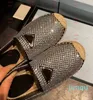 مضخات ساتان حبال الخلفية الصياد الصياد مع بلورات بلورات ساتان من سلسلة Slippers Sandals متسكع