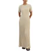 Party Dresses Womens Ribbed Knit Maxi Round Neck Short Sleeve Bodycon Sweater Dress Slim Fit Long Noodle Clubwear