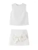 Arbeitskleider Bazaleas Store Blumen Applikationen Damen Anzug 2024 Crop Top und Minirock Set Offizielle Anzüge Y2K Tanks Sets