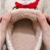 Slippers mignons de wapitis de Noël Pantres pour les femmes amusantes Santa Elk Gingerbread Men Cartoon Soft Plux Warm New Adults Slides