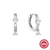 Boucles d'oreilles créoles en argent Sterling 925, opale de Zircon géométrique, petite fête d'anniversaire, bijoux minimalistes, accessoire mignon pour femmes, cadeau