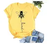 Women's T Shirts Bee Kind Harajuku Grunge T-Shirt Stylish Short Sleeve Be Slogan Aesthetic Tee Summer Bees Graphic Trendy Outfits