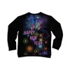 Herren-Kapuzenpullover, buntes Feuerwerk, frohes Jahr, Sweatshirt, 3D-gedruckt, langärmelig, Rundhalsausschnitt, Pull-on-Pullover, Unisex-Kleidung