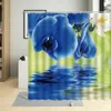 Shower Curtains Water Surface Flowers Curtain Beautiful Orchid Butterfly Bathroom With Hook Decorative Cloth Home Washable Fabric