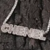 Necklaces Uiwn Custom Small Baguettecz Letters Back Clasp Pendant Necklace Combination Words Name With CZ Tennis Necklaces Hiphop Jewelry