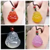 Pendant Necklaces Factory Wholesale Agate White Chalcedony Avalokitesvara Buddha Leaves Goldfish Gourd Peace Buckle Jade