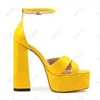 Sandalias Rontic Hechas a mano Plataforma de mujer Hebilla brillante Correa Bloque Tacones altos Punta abierta Hermosos zapatos casuales verdes Tamaño de EE. UU. 5-10.5