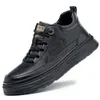 Casual Schuhe Herren Business Leder Weiche Mokassin Bequem Für Männer Herbst Winter Solid Black Sneakers