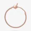 Heart T-Bar Snake Chain Bracelet Pandoras 100% 925 Sterling Silver Bracelets Women Girls Luxury Wedding Jewelry Designer Gold Chain bracelet with Original Box