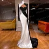 Classic Formal Black And White Mermaid Prom Dresses Long Sleeves Sweetheart Women Elegant Evening Pageant Gowns Custom Made