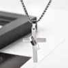 Pendant Necklaces Retro Christian Jesus Single Titanium Scripture Cross Necklace Men Boys Stainless Steel Bible Pendant Chain Necklace Holder 240330