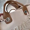 Canvas Womens Beach Tote_ Luxe Linen Pearl, torba komputerowa Crossbody na zakupy z Fashionhandbag