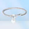 Bangle Design Clássico Gancho Punhos Pendurar Pêssego Coração Charme Pulseiras Para Mulheres Cabo De Aço Inoxidável Jóias Amor Pulsera Gift3292629