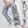 Mäns jeans herrar manliga kläder smala passform rak rör retro hip hop byxor gata av kvalitet pantalones hombre droppleverans kläder dhboa