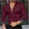 Camisas casuais masculinas camisa de vestido de luxo novo masculino de luxo de manga comprida Casual Slim Fit Muscle Button Shirt Plus Tamanho S-6xl Ultra Fin Shirt Fabric macio 240402