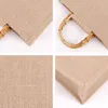 Shopping Bags Kf-Portable Bag Portable Jute Bamboo With Ring Handles Tote Light Brown