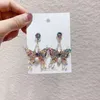 Dangle Earrings Korea 2024 Colourful Crystal Butterfly For Women Long Chain Tassel Temperament Flowers Drop Pendant Earring