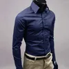 Men's Dress Shirts Snap Shirt Not See Through Comfortable Washable Solid Long Sleeve Button Down Anti-wrinkling