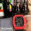 Luxe topkwaliteit polshorloge mechanisch horloge Designer Pols Business Leisure RM3502 Automatische Red Carbon Fiber Tape Men's ES