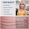 Peruker Gemma rosa kort bob peruk med lugg syntetiska rosa cosplay peruker för kvinnor naturliga rakt lolita fest hår peruk värmebeständig