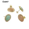 Studörhängen WT-ME085 WKT 2024 Fashion Sale Micropave Stone Studs Women Retro Style Round Gemstones Wholesale Jewelry