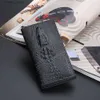 Money Clips Mens Long Pu Leather Crocodile Wallet Vintage Multifunktionellt kopplingskorthållare för företag 8Z L240402