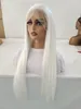 Front lace wig female long hair white wigs straight hair synthetic front lace wig glue-free heat-resistant fiber hair natural hairline free points female wholesale