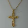 Hänge halsband guldfärg Jesus Cross Pendant Christ Redeemer Christian Catholic 18 tum eller 24 tum halsband 240330