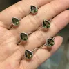 クラスターリング1PC FENGBAOWU NATURAL MOLDAVITE Water Drop Ring 925 Sterling Silver Resizable Reiki Healing Stone Fashion Jewelry Gift