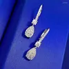 Cluster Rings 2024S925 Silver High Carbon Diamond 7 11 Pear Shaped Droplet Earrings For Women's Fashion Versatile