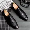 Dress Shoes British Pointed Black Crocodile Pattern For Men Designer Wedding Homecoming Business Flats Footwear