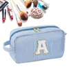 Storage Bags Seersucker Cosmetic Bag Travel Toiletry Large Makeup Case Girls Handbags Purses Initial Cute Make Up Organizer