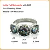 Anelli a grappolo EWYA Reale 4cttw D Colore 3 pietre colorate Anello Moissanite completo per le donne S925 Argento sterling Diamante rosso Fede nuziale Regalo