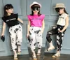 مجموعات ملابس Kids Girls 2018 لطيف الأميرة Tshirt و Jacquard Chiffon Pants Clothing Set Wear 514 Ages Y1892808054497