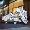 Quatro rodas coloridas piscando luz recarregável sapatos para crianças patins adolescentes roda deformada 240321